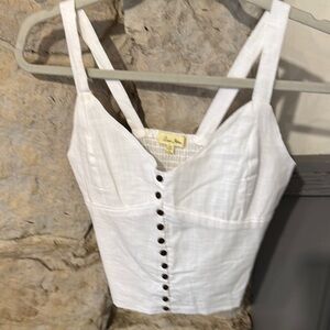 Love Notes White Button-Up Women's Crop Top